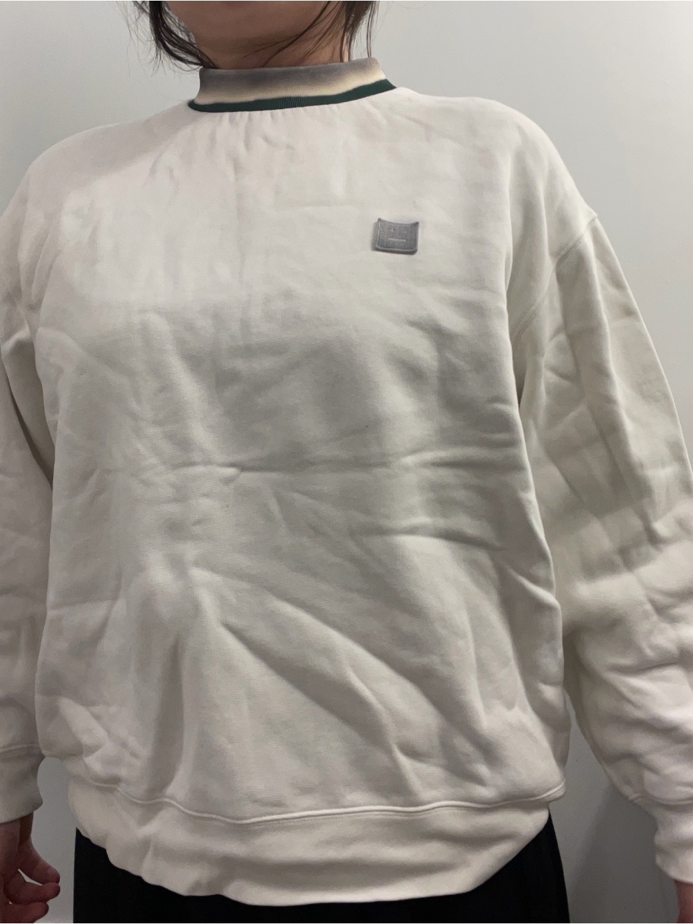 Acne Studio XS Crewneck Sweater in Cream with Contrast Trim